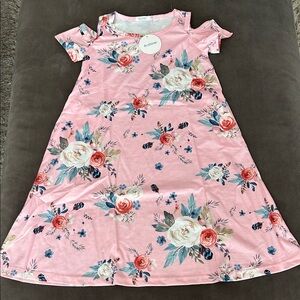 Floral Pink Off Shoulder Dress for Girls